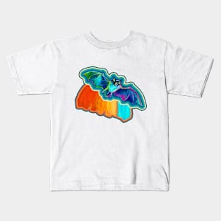 Psychedelic Retro Bat Pattern by Robert Phelps Kids T-Shirt